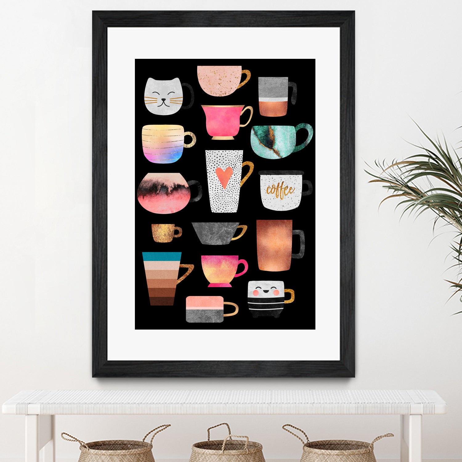 Coffee Cup Collection by Elisabeth Fredriksson on GIANT ART - white digital drawing