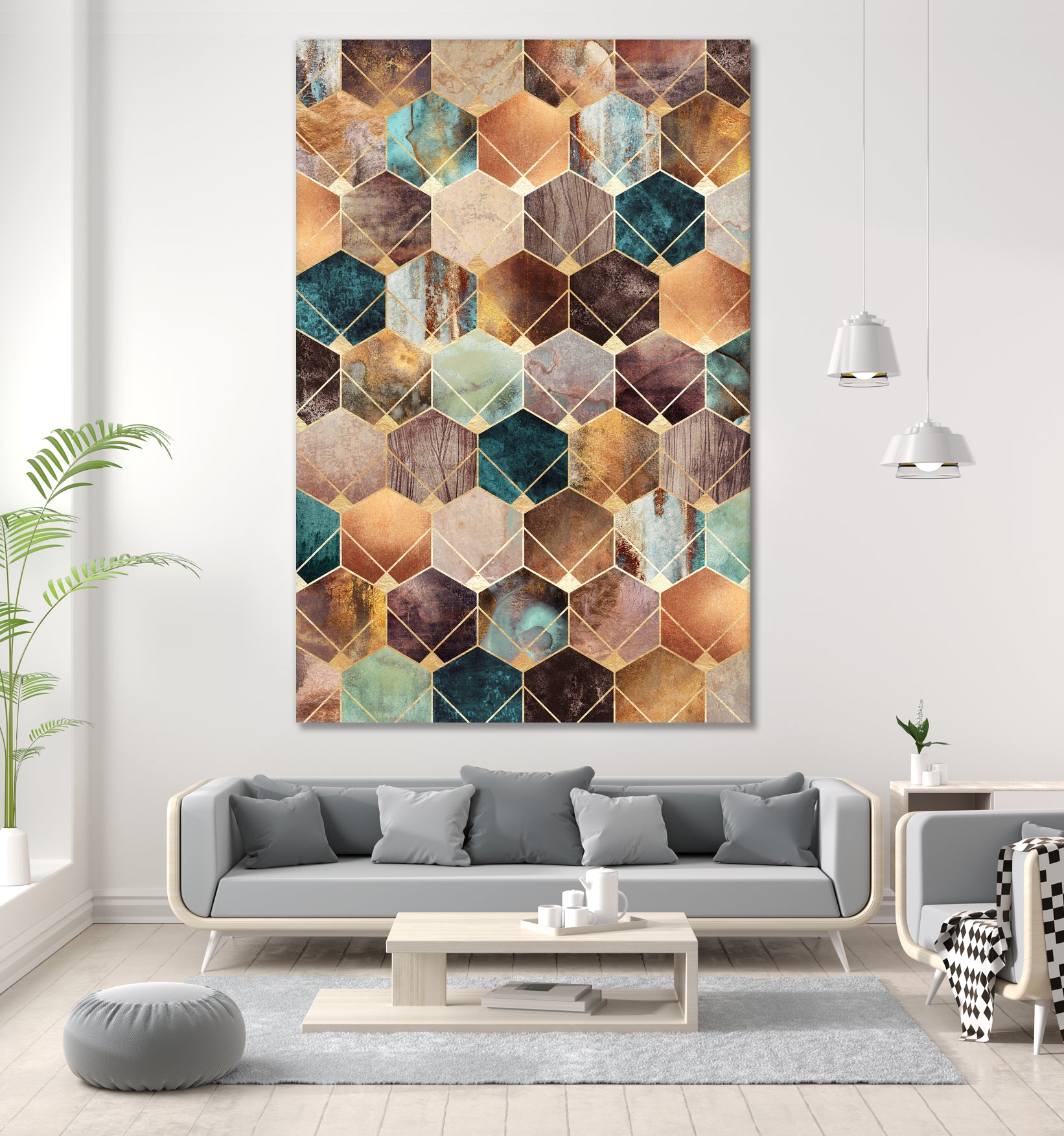 Natural Hexagons And Diamonds by Elisabeth Fredriksson on GIANT ART - brown digital drawing