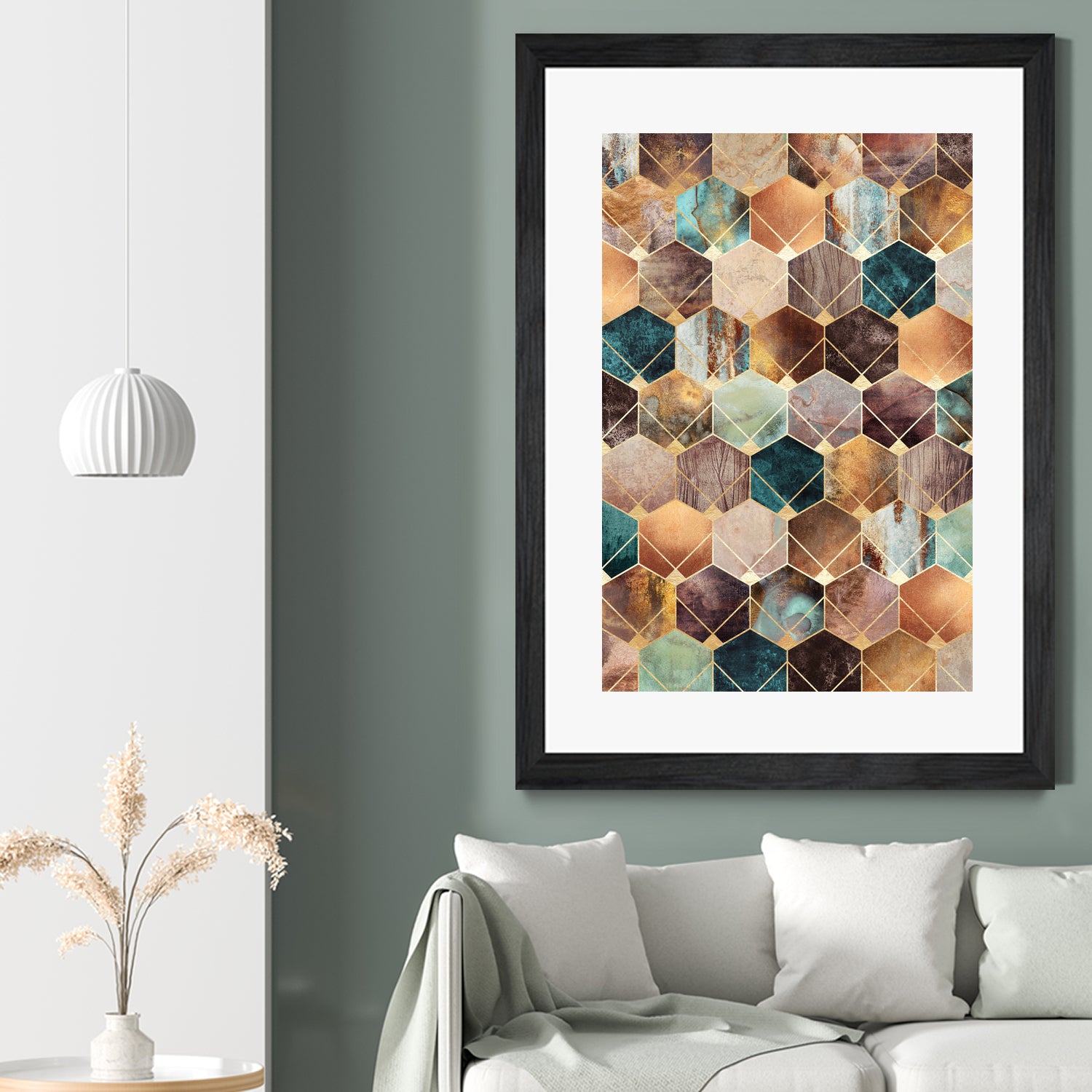 Natural Hexagons And Diamonds by Elisabeth Fredriksson on GIANT ART - brown digital drawing