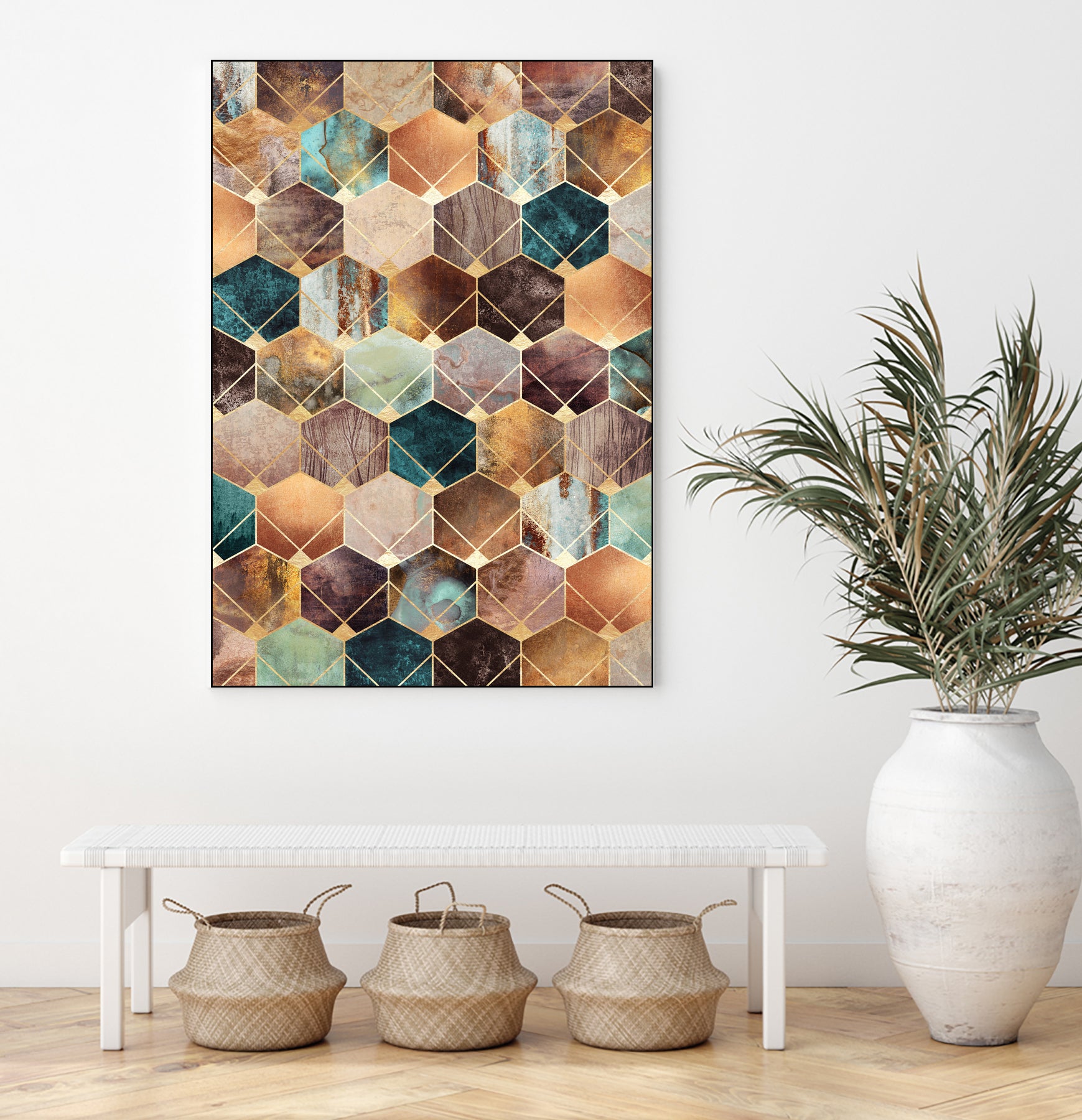 Natural Hexagons And Diamonds by Elisabeth Fredriksson on GIANT ART - brown digital drawing