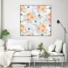 Beautiful pale flowers patter on marble by Neli Dimitrova on GIANT ART - white photo manipulation