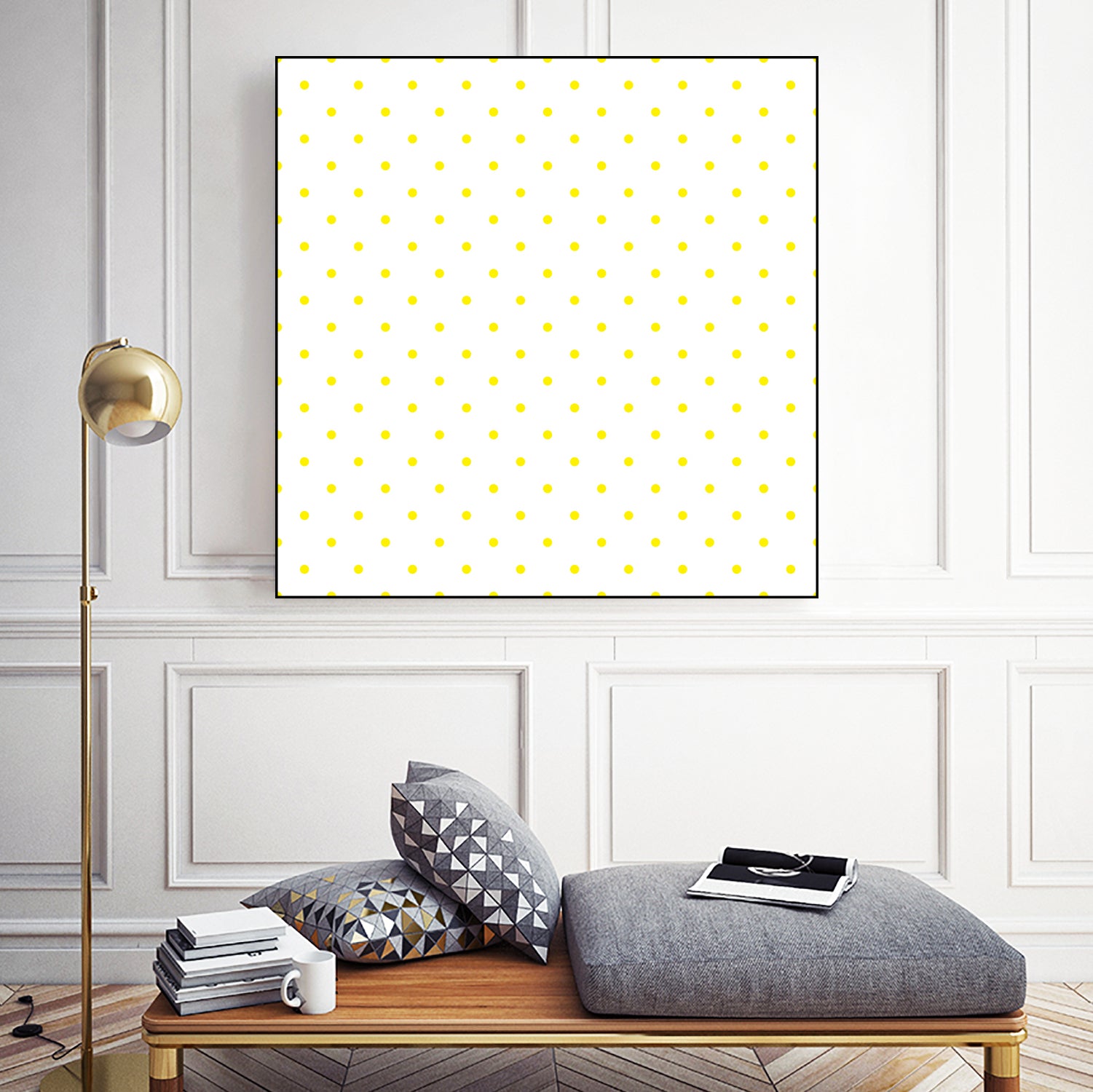 Small Yellow Polka Dots Pattern by David Kessler on GIANT ART - yellow digital painting