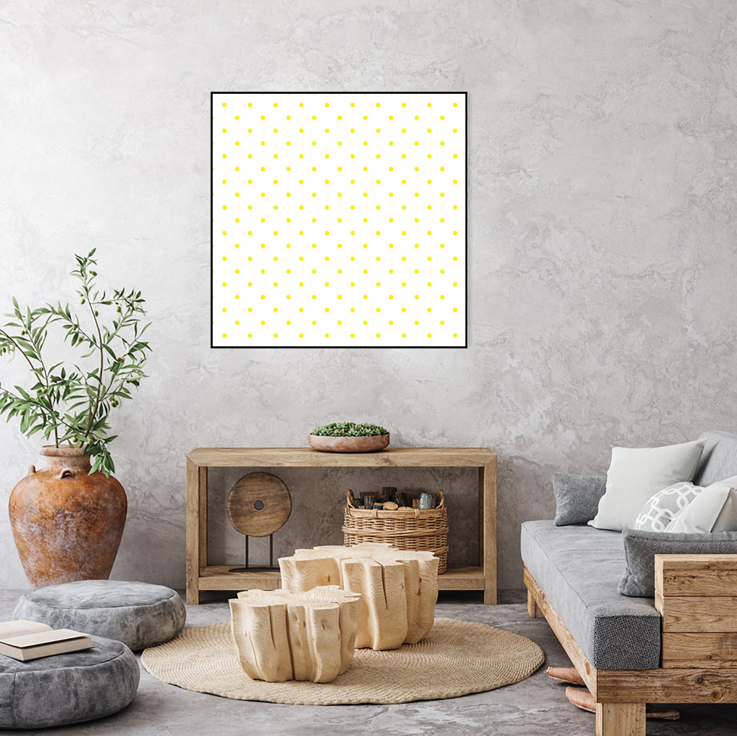 Small Yellow Polka Dots Pattern by David Kessler on GIANT ART - yellow digital painting