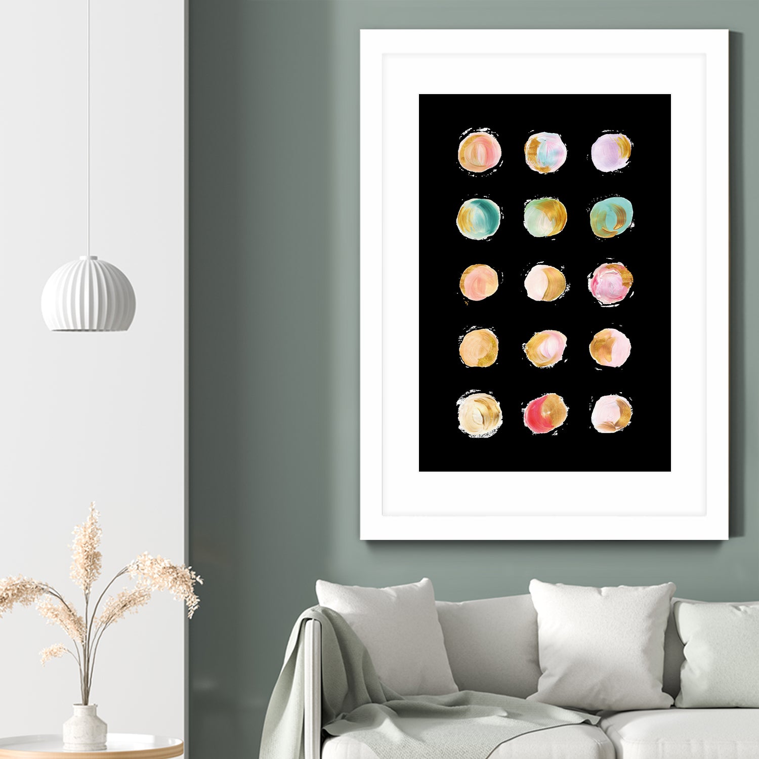 Painted Dots & Gold by Ralph Frankenberg on GIANT ART - pink digital painting