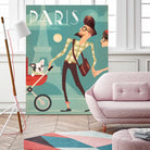 Paris Vintage Travel by Martin Wickstrom on GIANT ART - blue digital painting