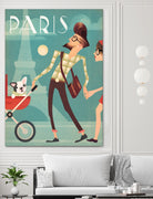 Paris Vintage Travel by Martin Wickstrom on GIANT ART - blue digital painting