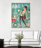 Paris Vintage Travel by Martin Wickstrom on GIANT ART - blue digital painting