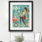 Paris Vintage Travel by Martin Wickstrom on GIANT ART - blue digital painting