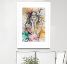 The Withering Spring I | nude tattoo woman portrait by Marco Paludet on GIANT ART - yellow mixed media