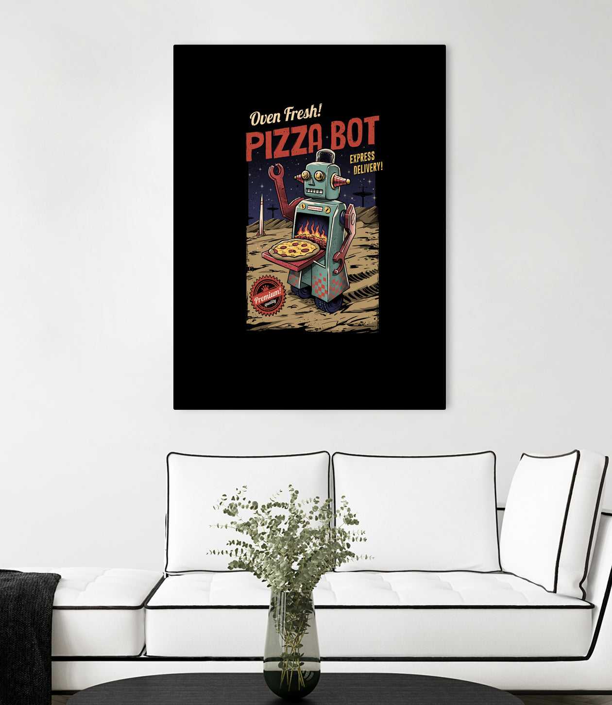 Pizza Bot by Vincent Trinidad on GIANT ART - black digital painting