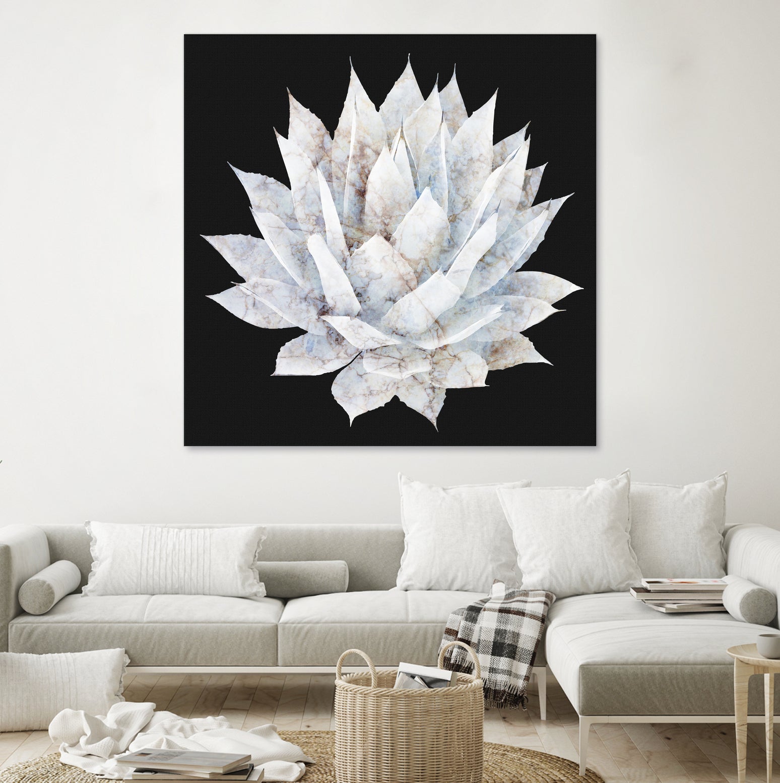 White Marble Agave Plant by amini 54 on GIANT ART - white digital painting