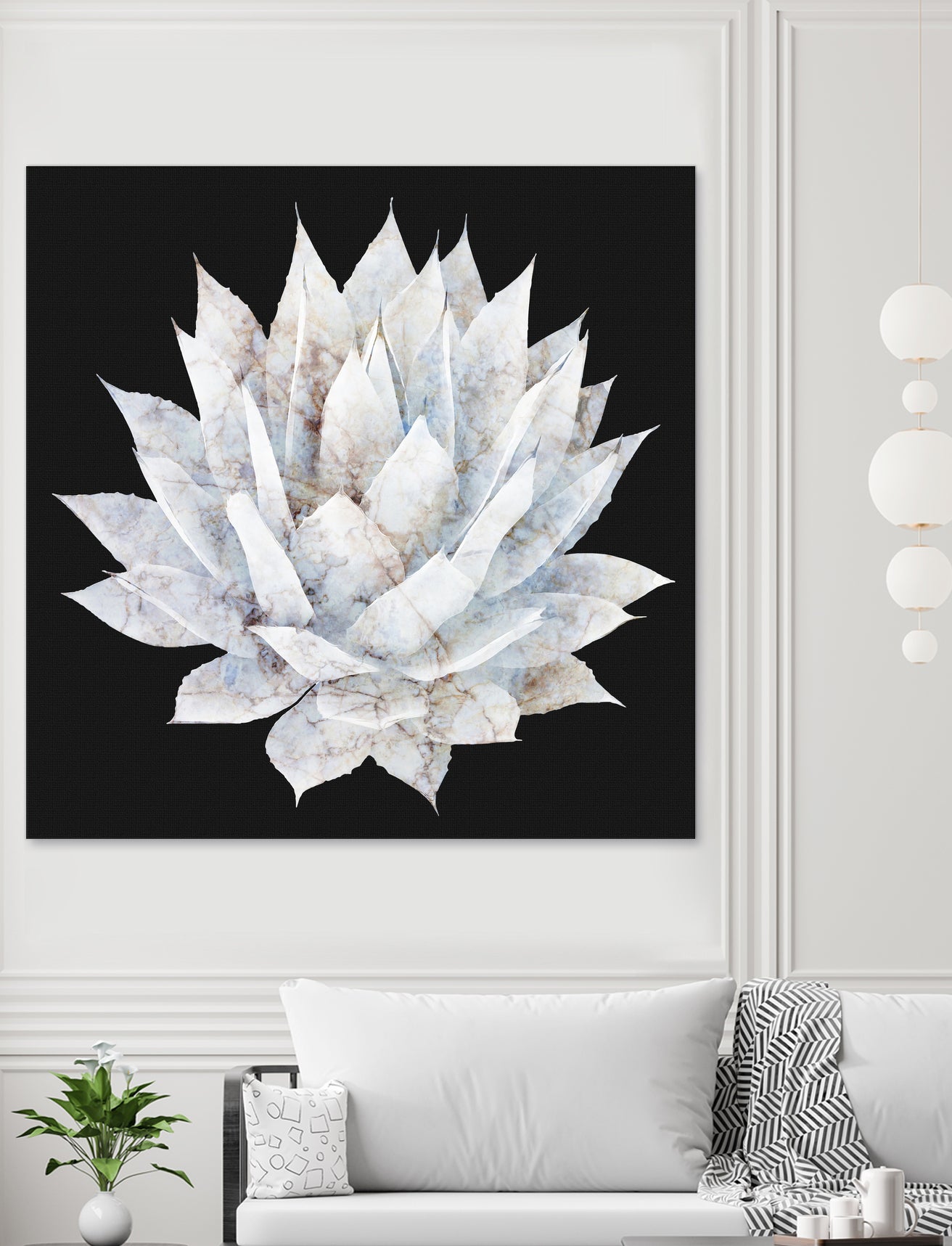 White Marble Agave Plant by amini 54 on GIANT ART - white digital painting