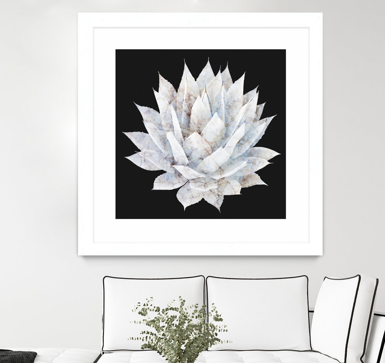 White Marble Agave Plant by amini 54 on GIANT ART - white digital painting