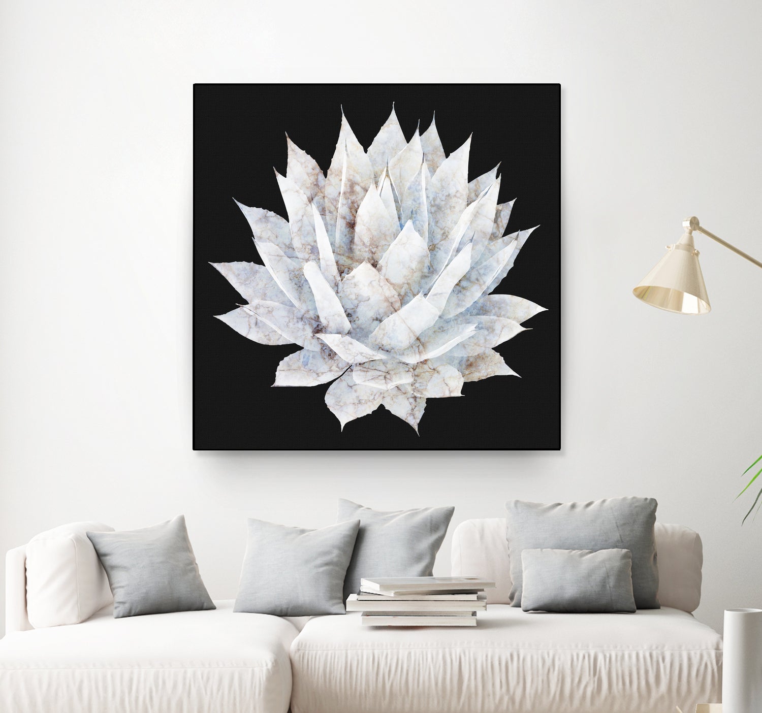 White Marble Agave Plant by amini 54 on GIANT ART - white digital painting