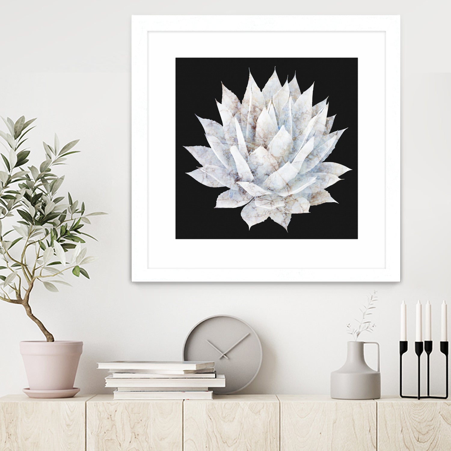 White Marble Agave Plant by amini 54 on GIANT ART - white digital painting