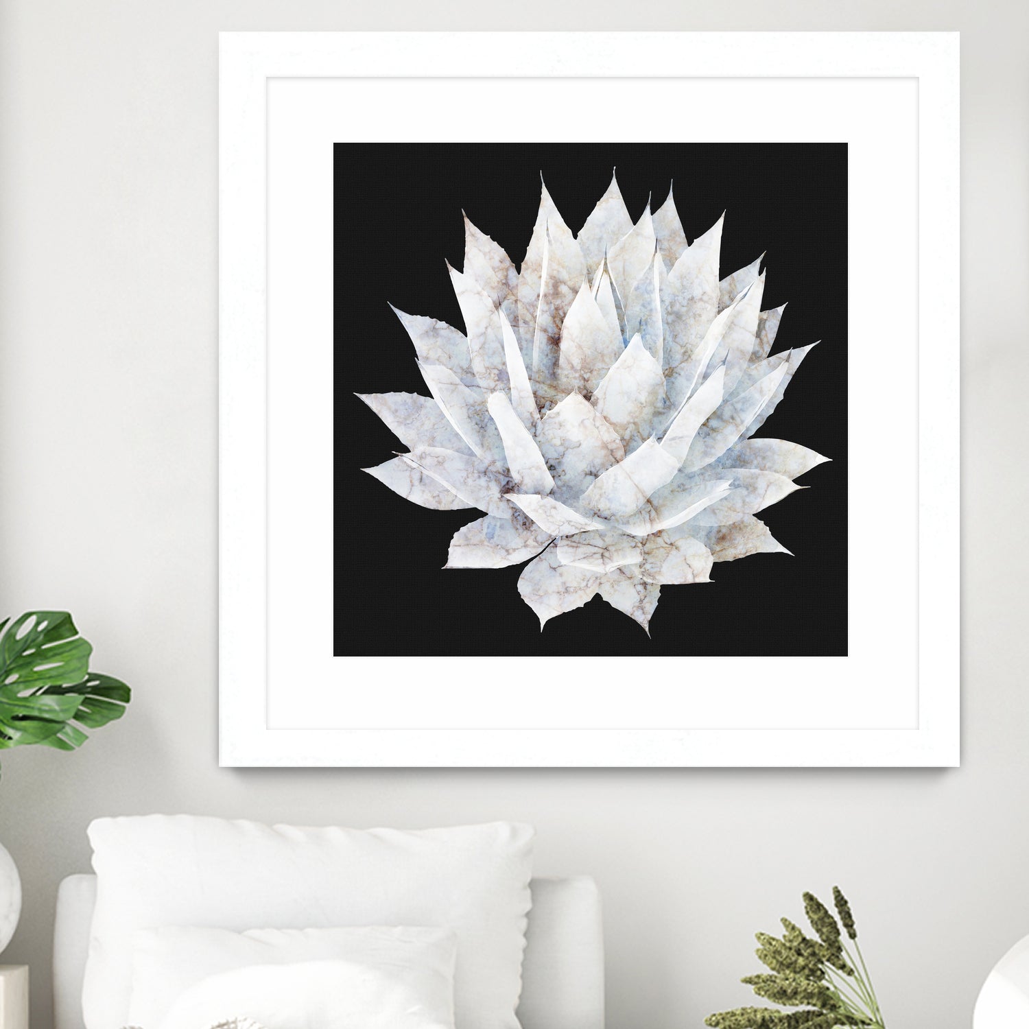 White Marble Agave Plant by amini 54 on GIANT ART - white digital painting