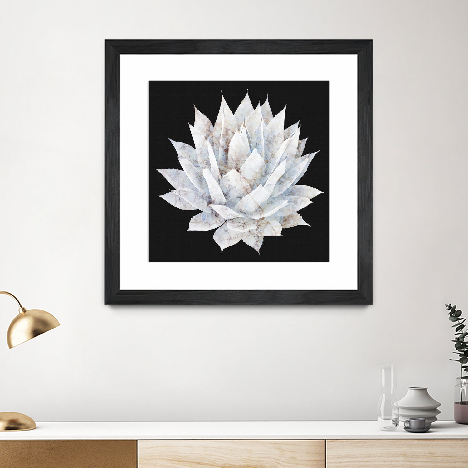 White Marble Agave Plant by amini 54 on GIANT ART - white digital painting