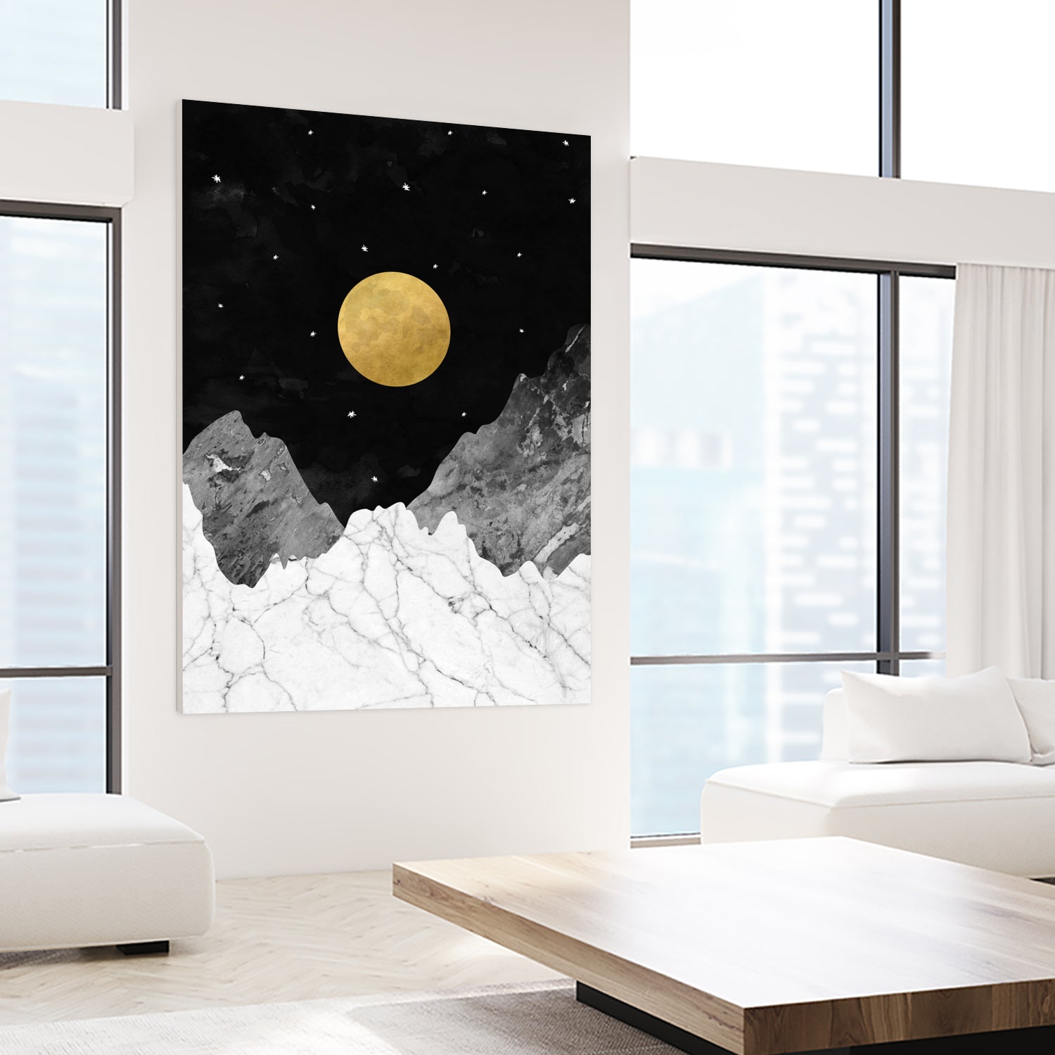 Moon and Stars by Christina Shek on GIANT ART - black digital drawing