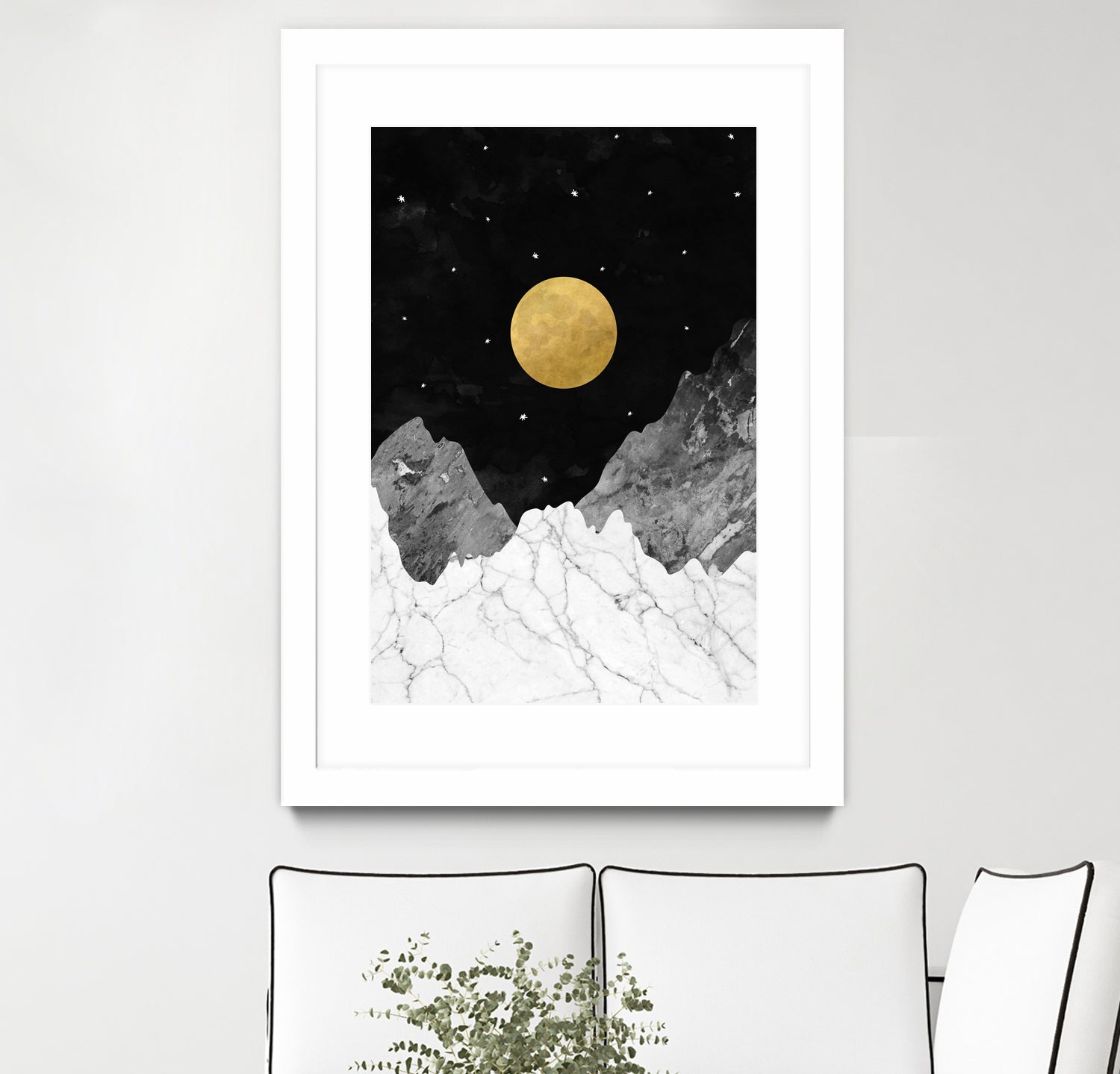 Moon and Stars by Christina Shek on GIANT ART - black digital drawing