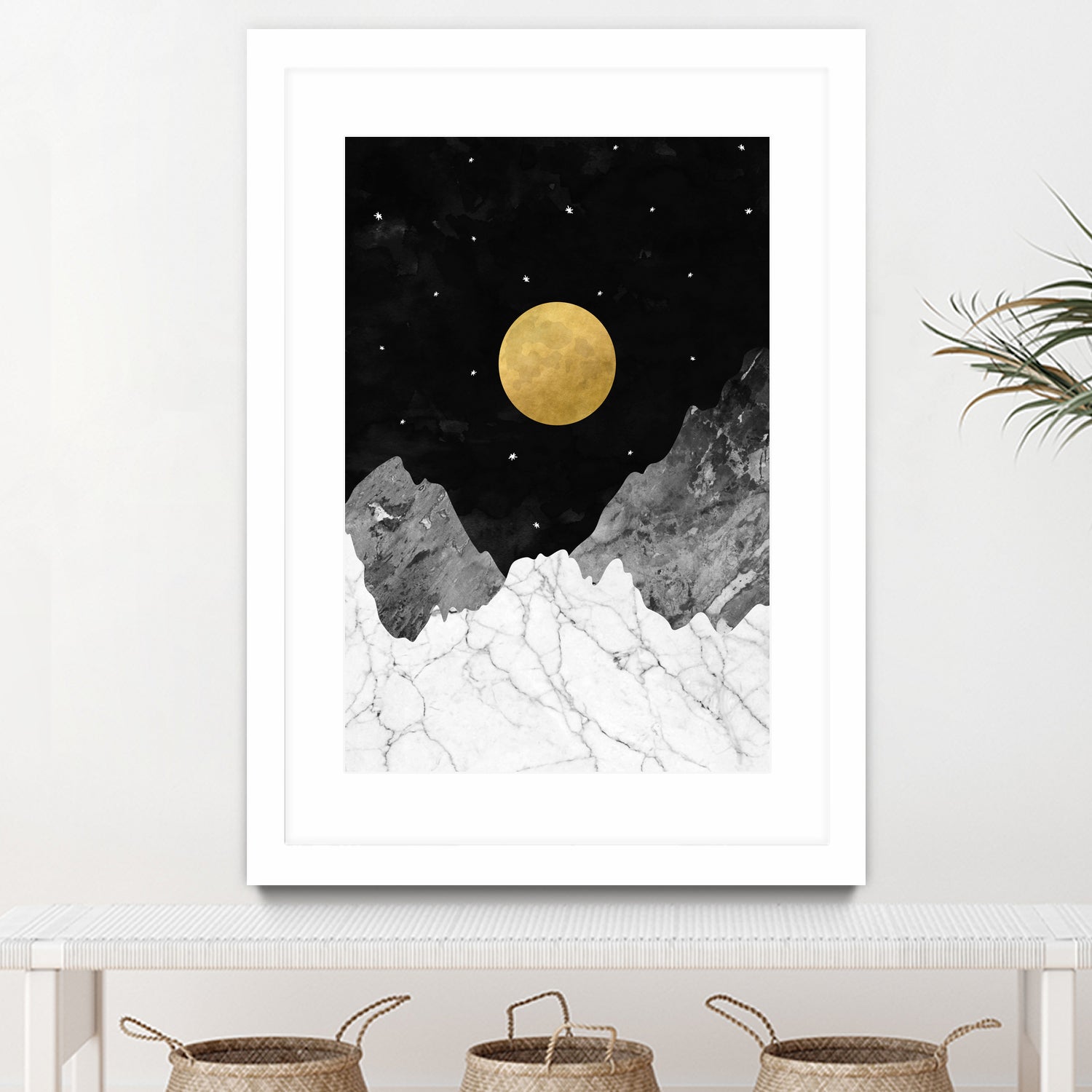 Moon and Stars by Christina Shek on GIANT ART - black digital drawing