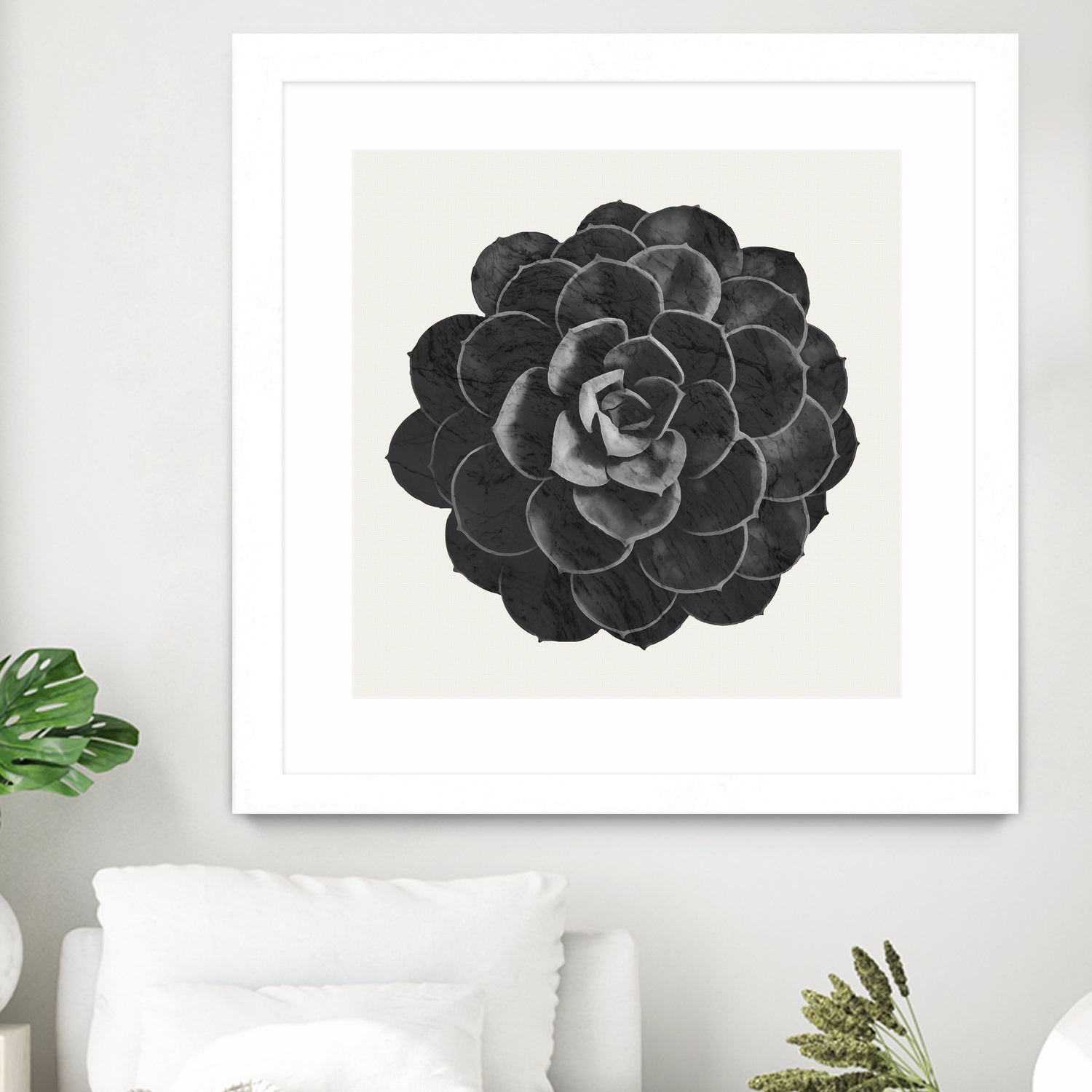 Black Marble Succulent Plant by amini 54 on GIANT ART - black digital painting