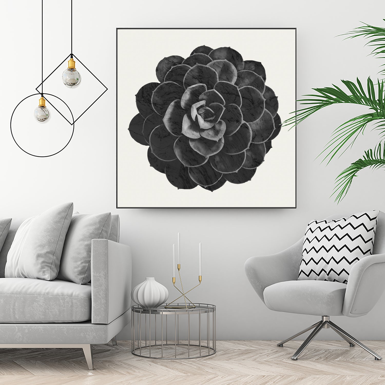 Black Marble Succulent Plant by amini 54 on GIANT ART - black digital painting