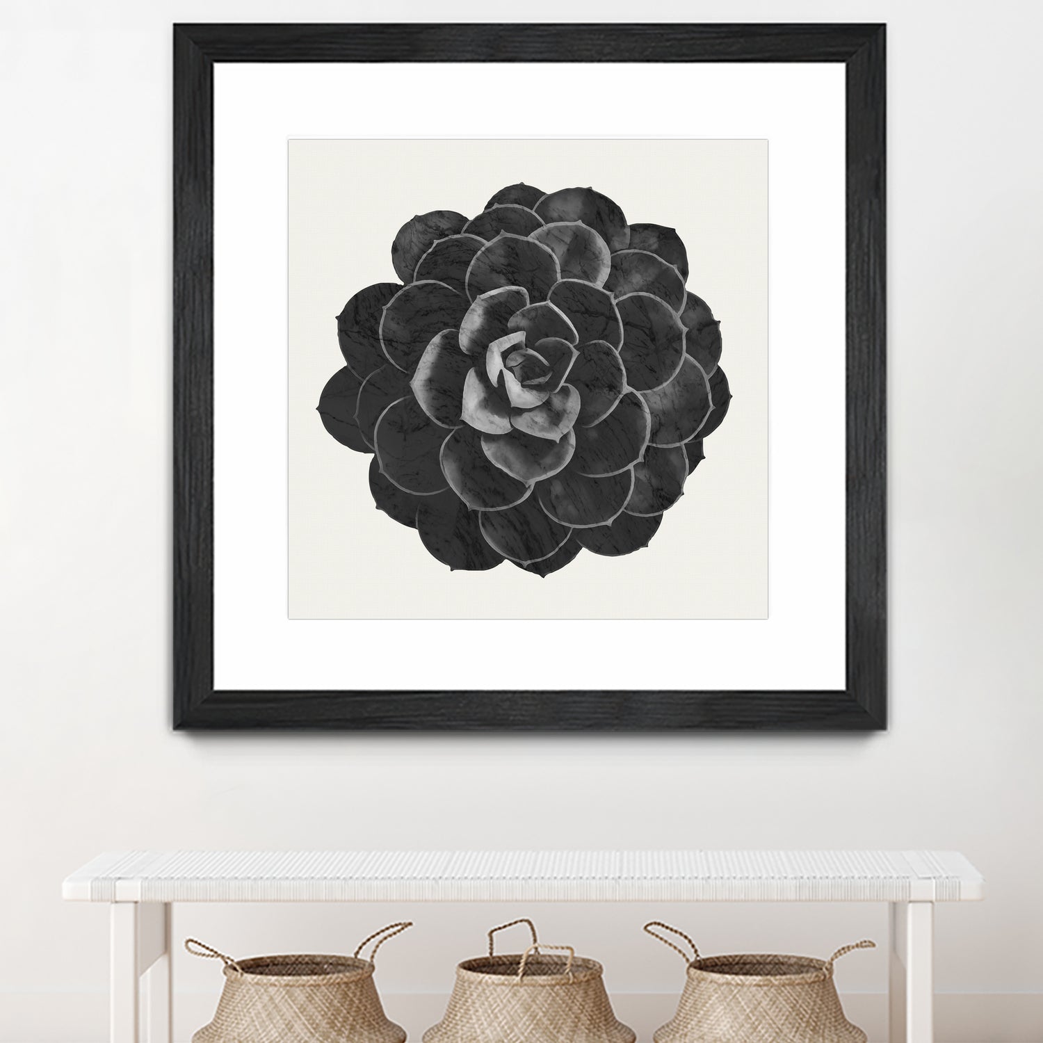 Black Marble Succulent Plant by amini 54 on GIANT ART - black digital painting