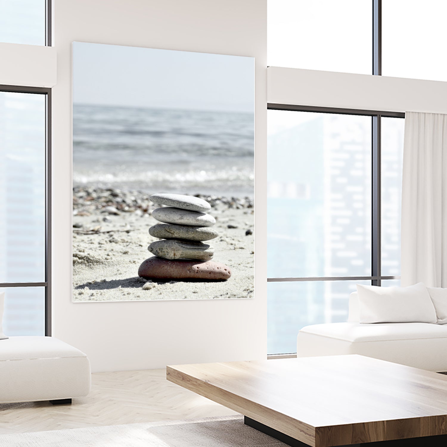 Pebble Balance On The Beach by IOANNA PAPANIKOLAOU on GIANT ART - gray photo illustration