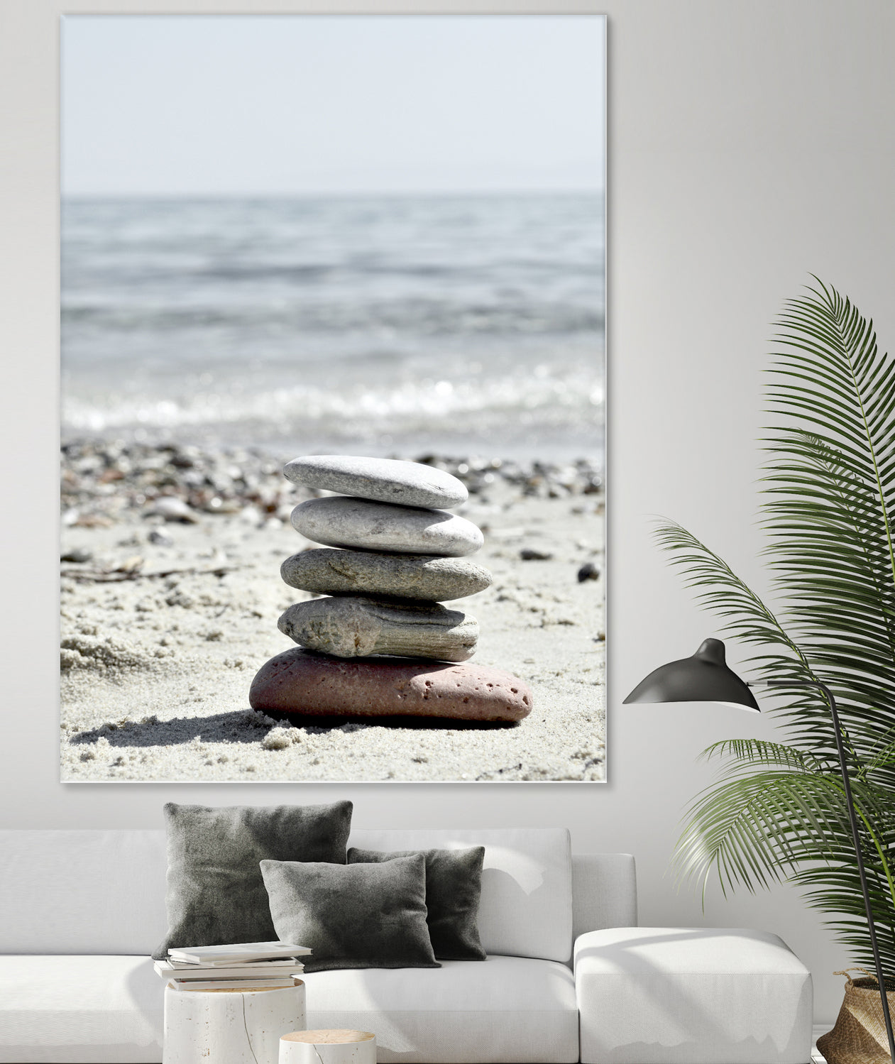 Pebble Balance On The Beach by IOANNA PAPANIKOLAOU on GIANT ART - gray photo illustration