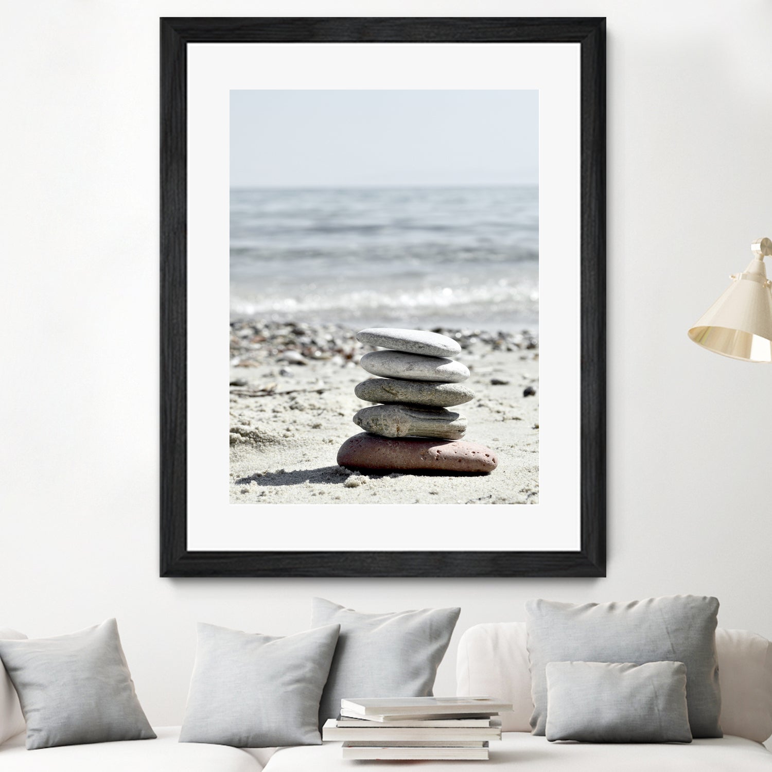 Pebble Balance On The Beach by IOANNA PAPANIKOLAOU on GIANT ART - gray photo illustration