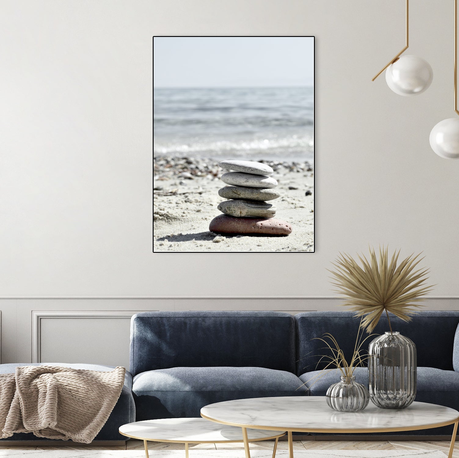 Pebble Balance On The Beach by IOANNA PAPANIKOLAOU on GIANT ART - gray photo illustration