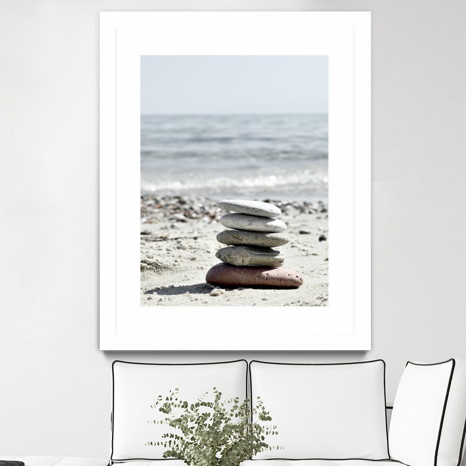 Pebble Balance On The Beach by IOANNA PAPANIKOLAOU on GIANT ART - gray photo illustration