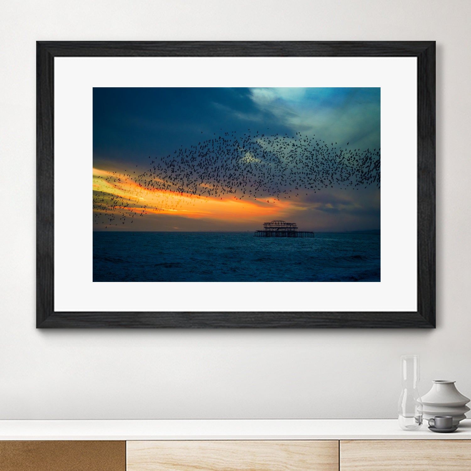 Starling Sunset by Chris Lord on GIANT ART - blue photo illustration