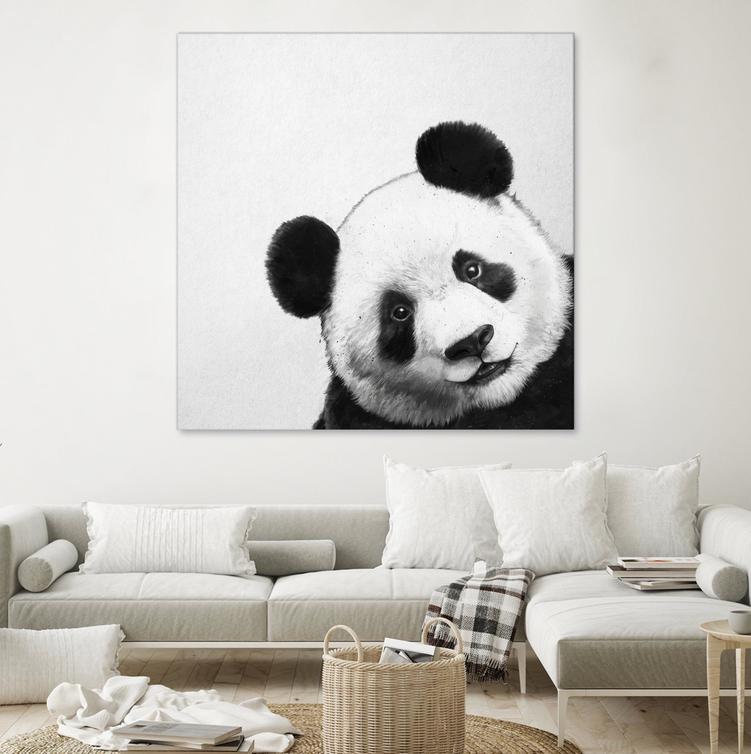 Peekaboo Panda by Laura Graves on GIANT ART - black digital painting