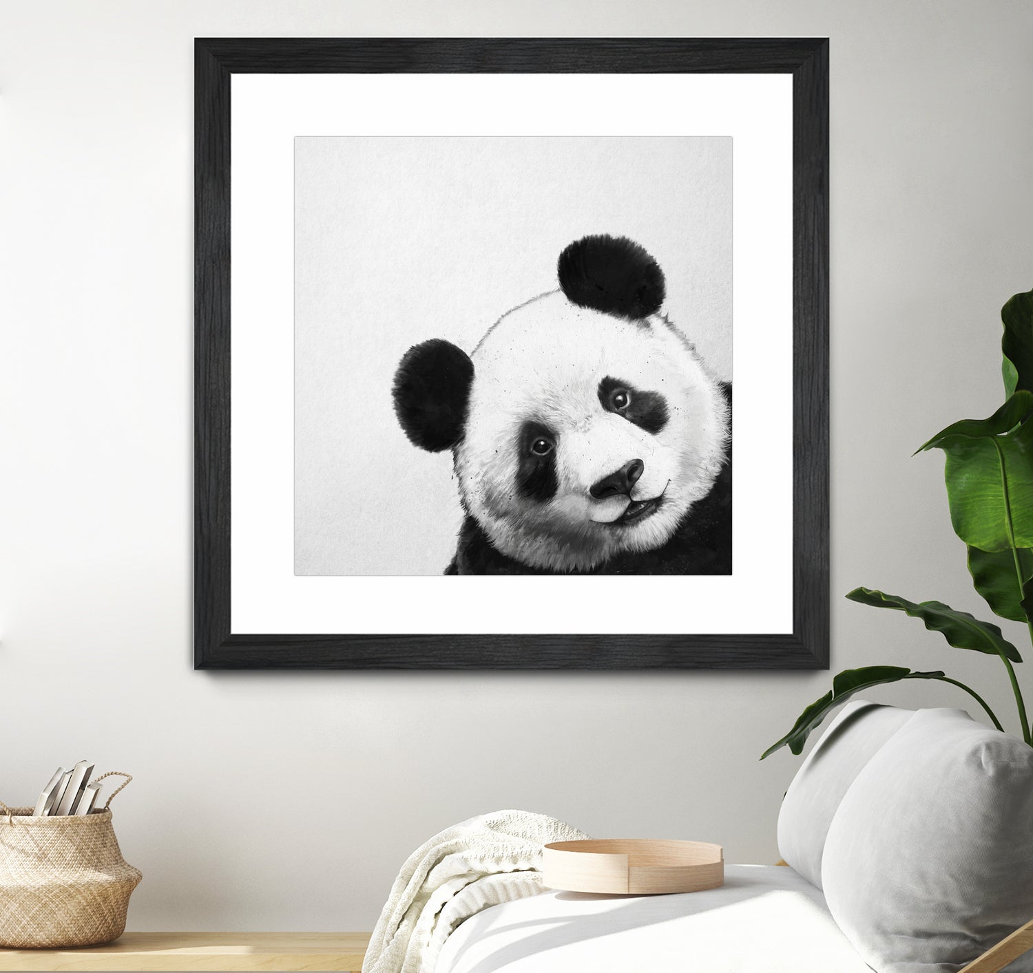 Peekaboo Panda by Laura Graves on GIANT ART - black digital painting