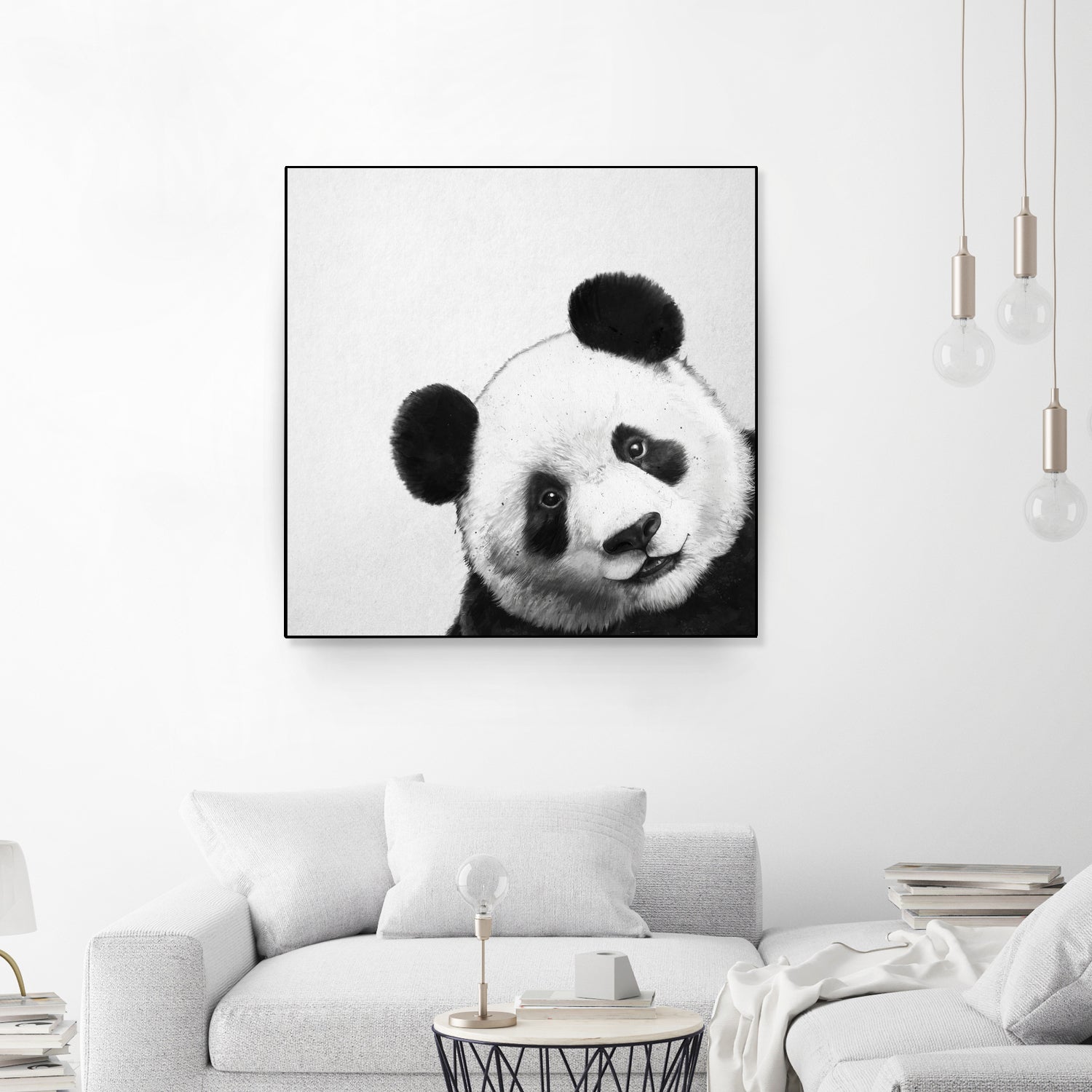 Peekaboo Panda by Laura Graves on GIANT ART - black digital painting