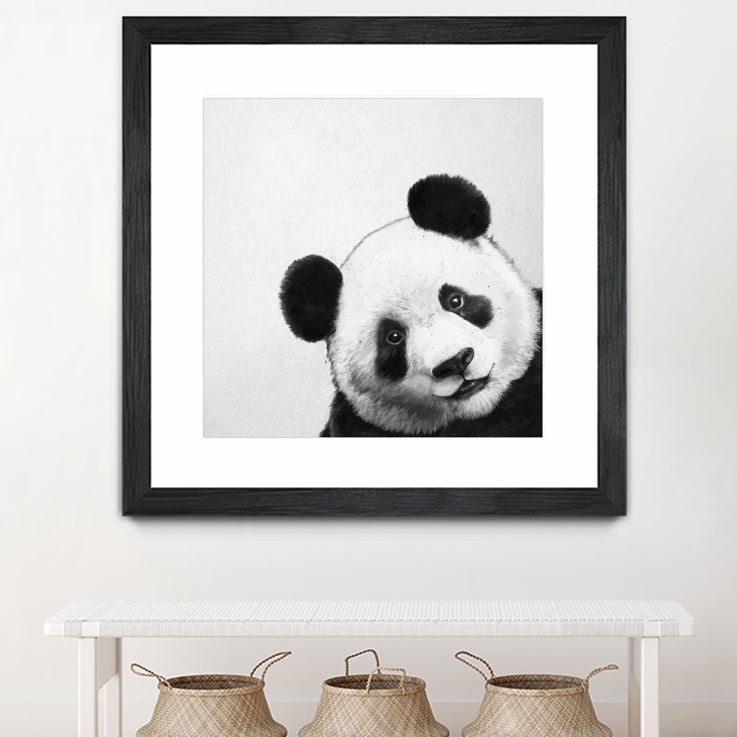 Peekaboo Panda by Laura Graves on GIANT ART - black digital painting