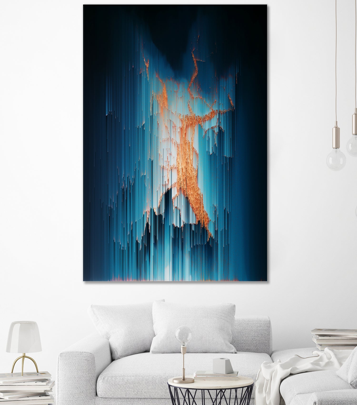 Glitch in the Dark - Abstract Pixel Art by Jennifer Walsh on GIANT ART - blue vector illustration