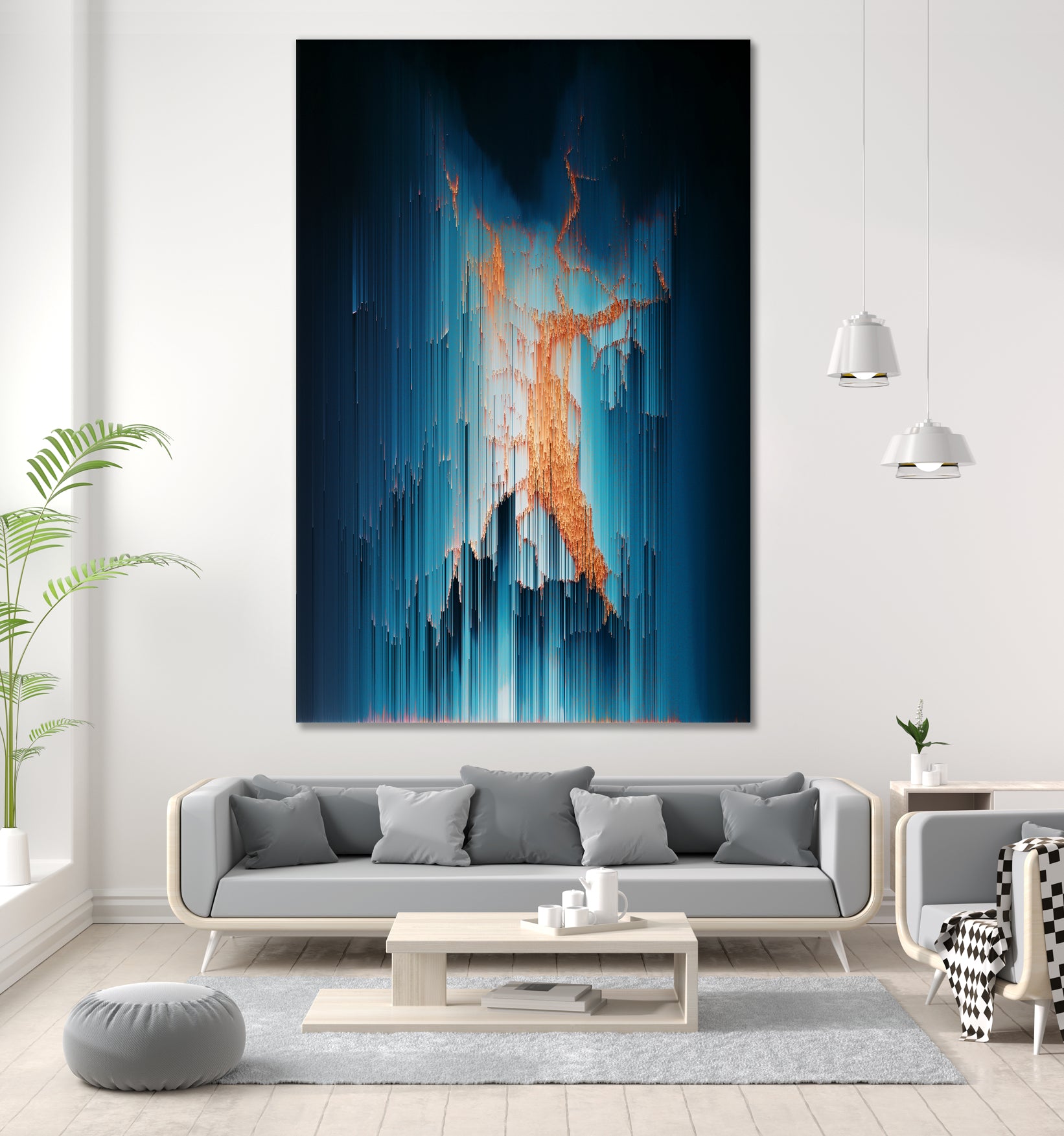 Glitch in the Dark - Abstract Pixel Art by Jennifer Walsh on GIANT ART - blue vector illustration