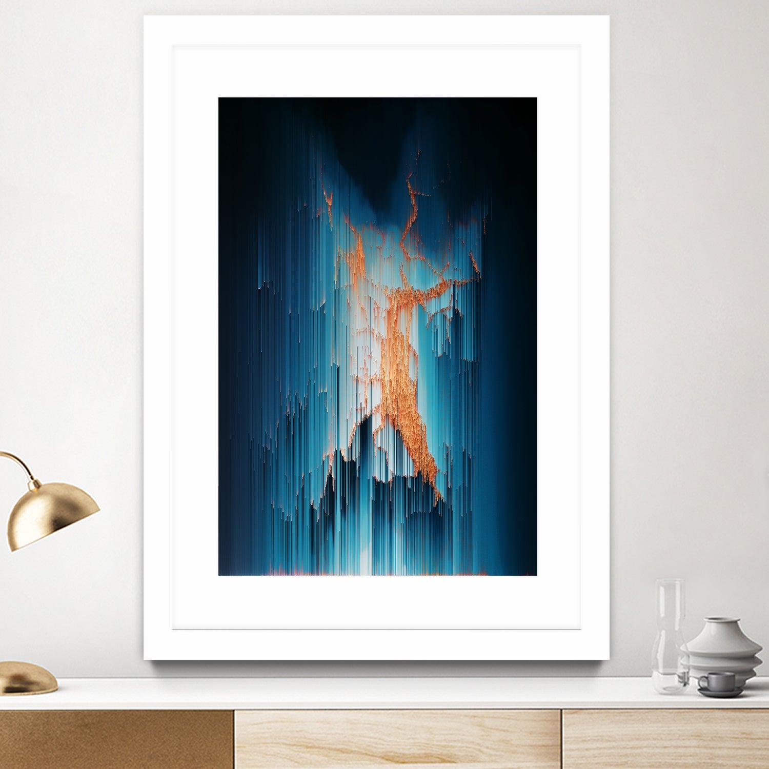 Glitch in the Dark - Abstract Pixel Art by Jennifer Walsh on GIANT ART - blue vector illustration