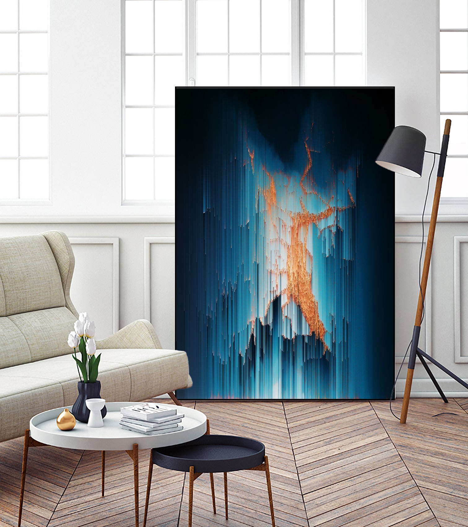 Glitch in the Dark - Abstract Pixel Art by Jennifer Walsh on GIANT ART - blue vector illustration