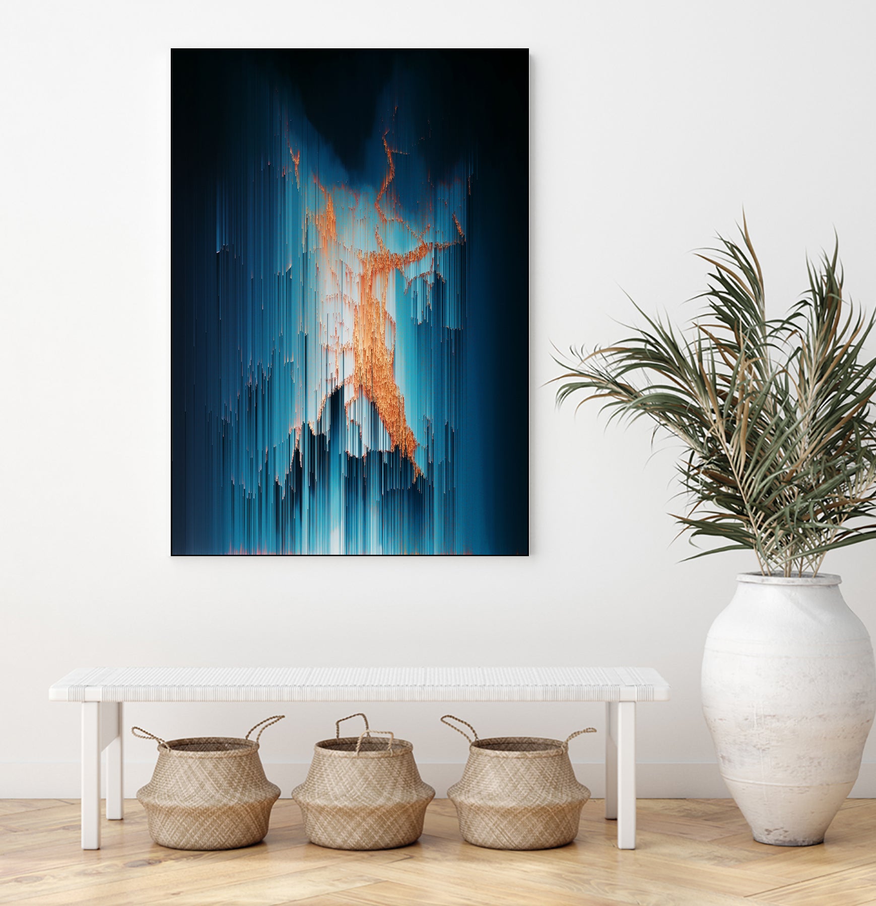 Glitch in the Dark - Abstract Pixel Art by Jennifer Walsh on GIANT ART - blue vector illustration