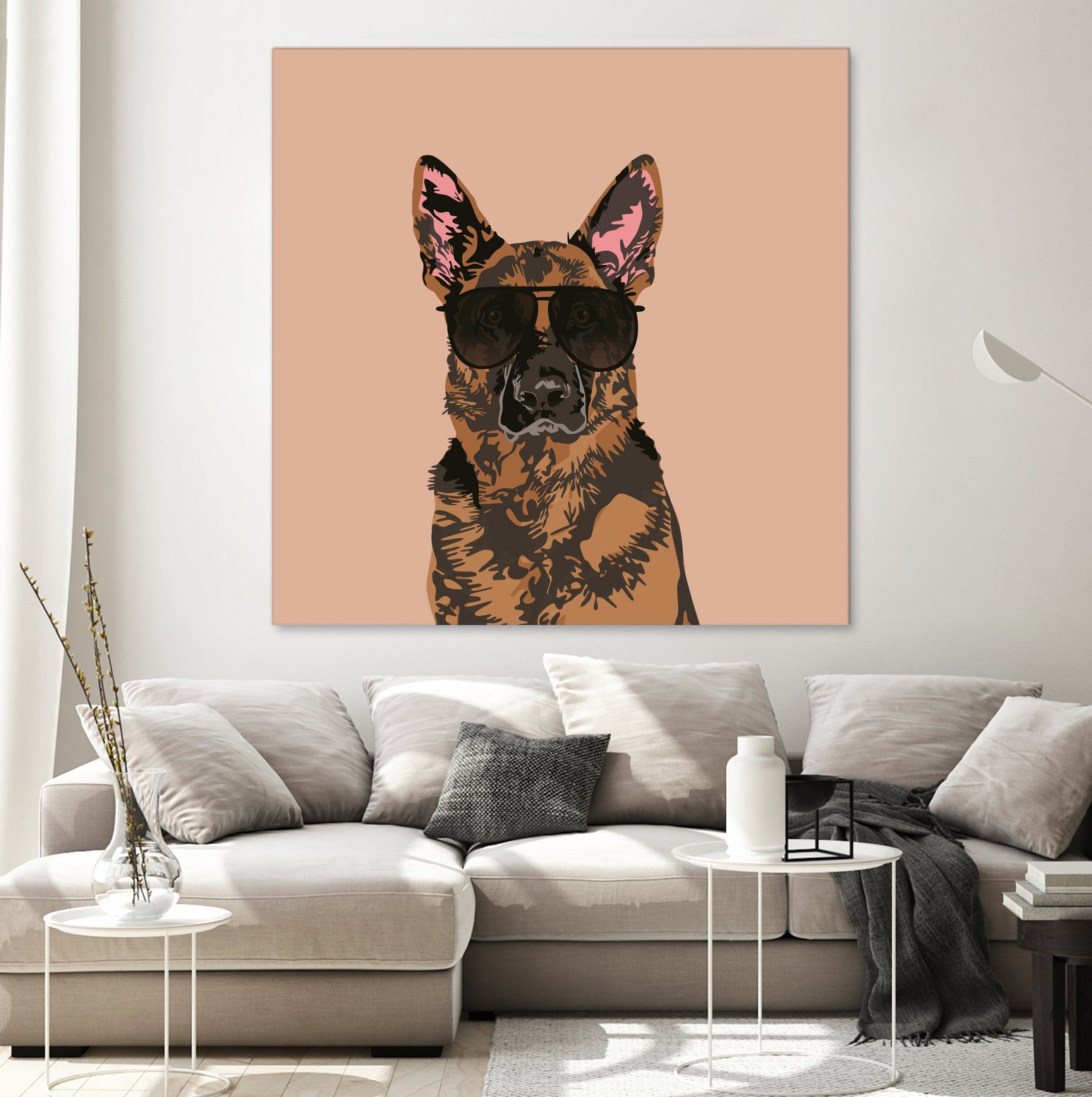 Cool German Shepherd for German Shepherd Lovers by Haidi Shabrina on GIANT ART - pink vector illustration