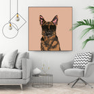 Cool German Shepherd for German Shepherd Lovers by Haidi Shabrina on GIANT ART - pink vector illustration