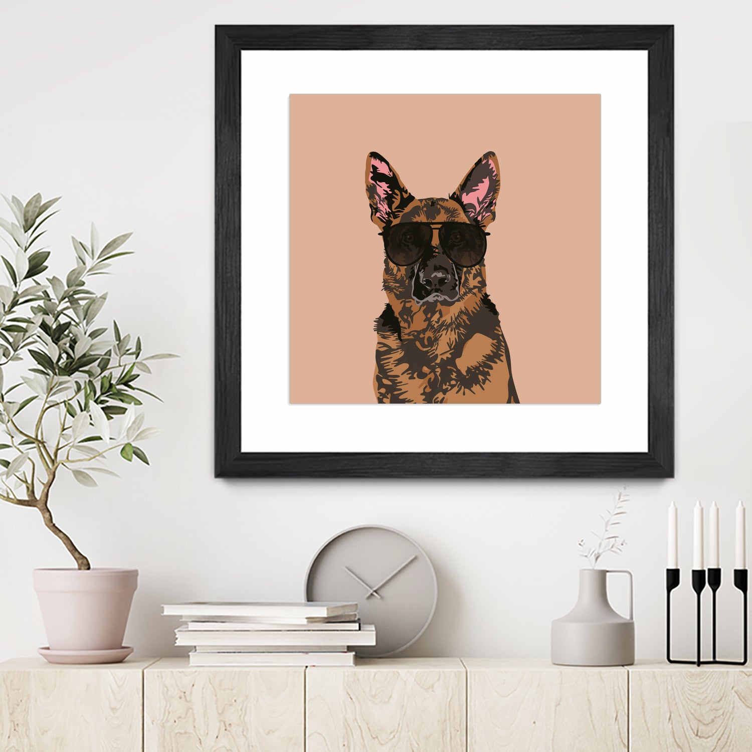 Cool German Shepherd for German Shepherd Lovers by Haidi Shabrina on GIANT ART - pink vector illustration