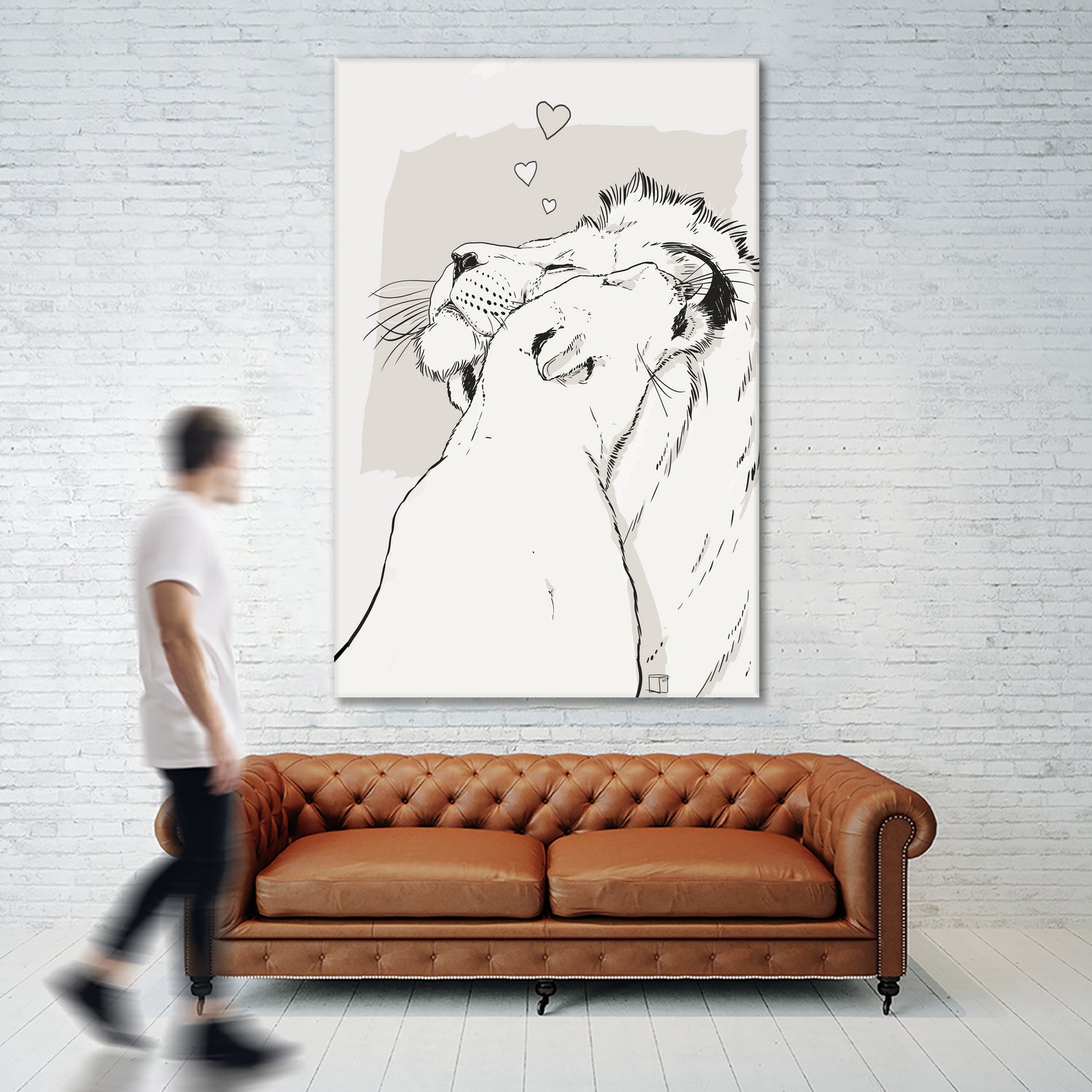 Lion love by Francois Martin Painchaud on GIANT ART - white digital painting