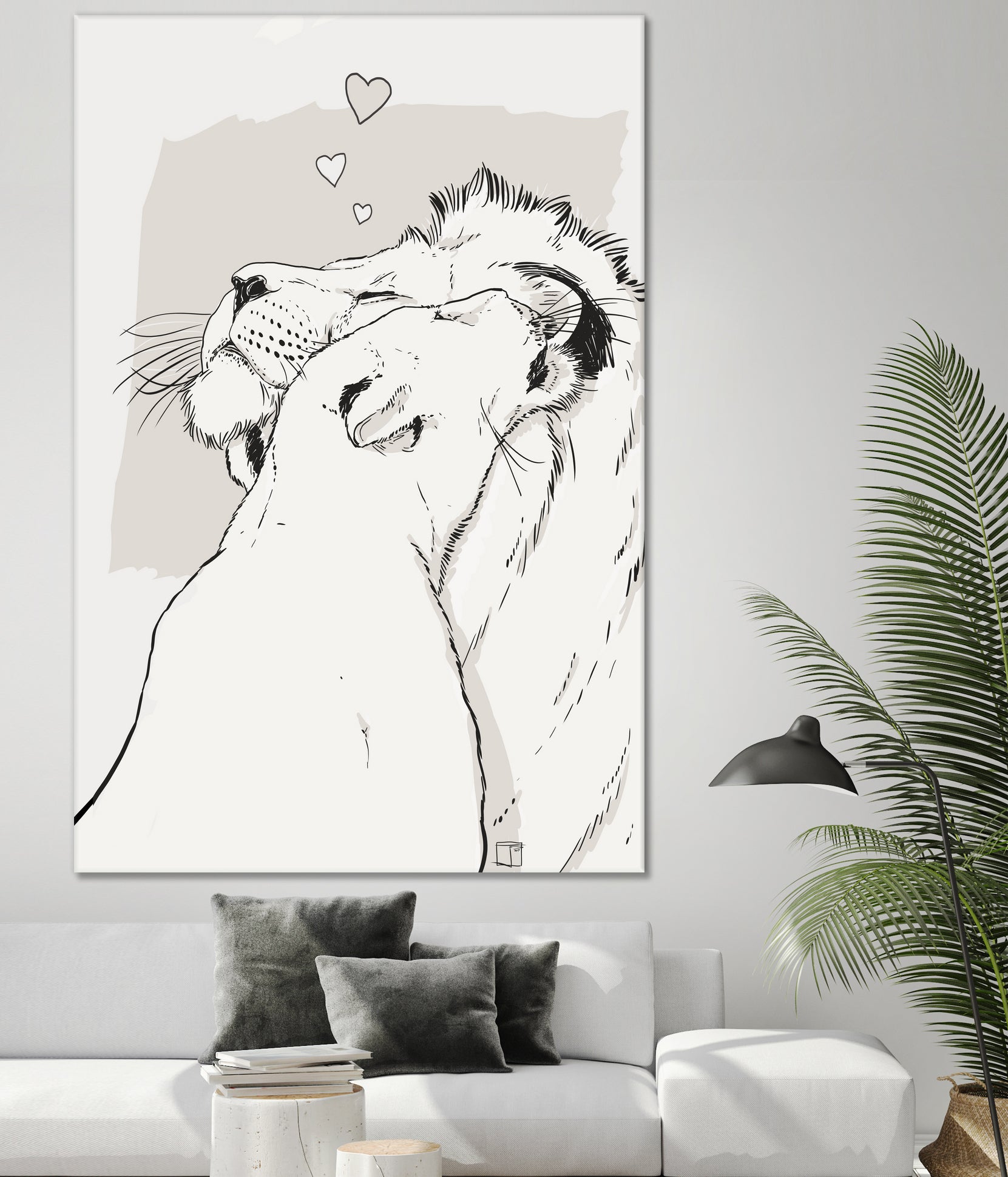 Lion love by Francois Martin Painchaud on GIANT ART - white digital painting