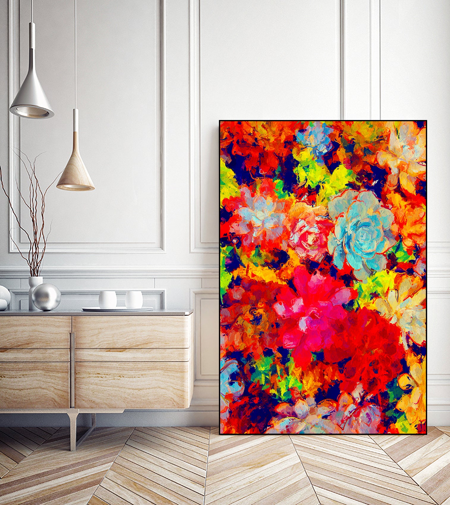 Emaline Floral and Succulents by Lisa Raymond on GIANT ART - red digital painting