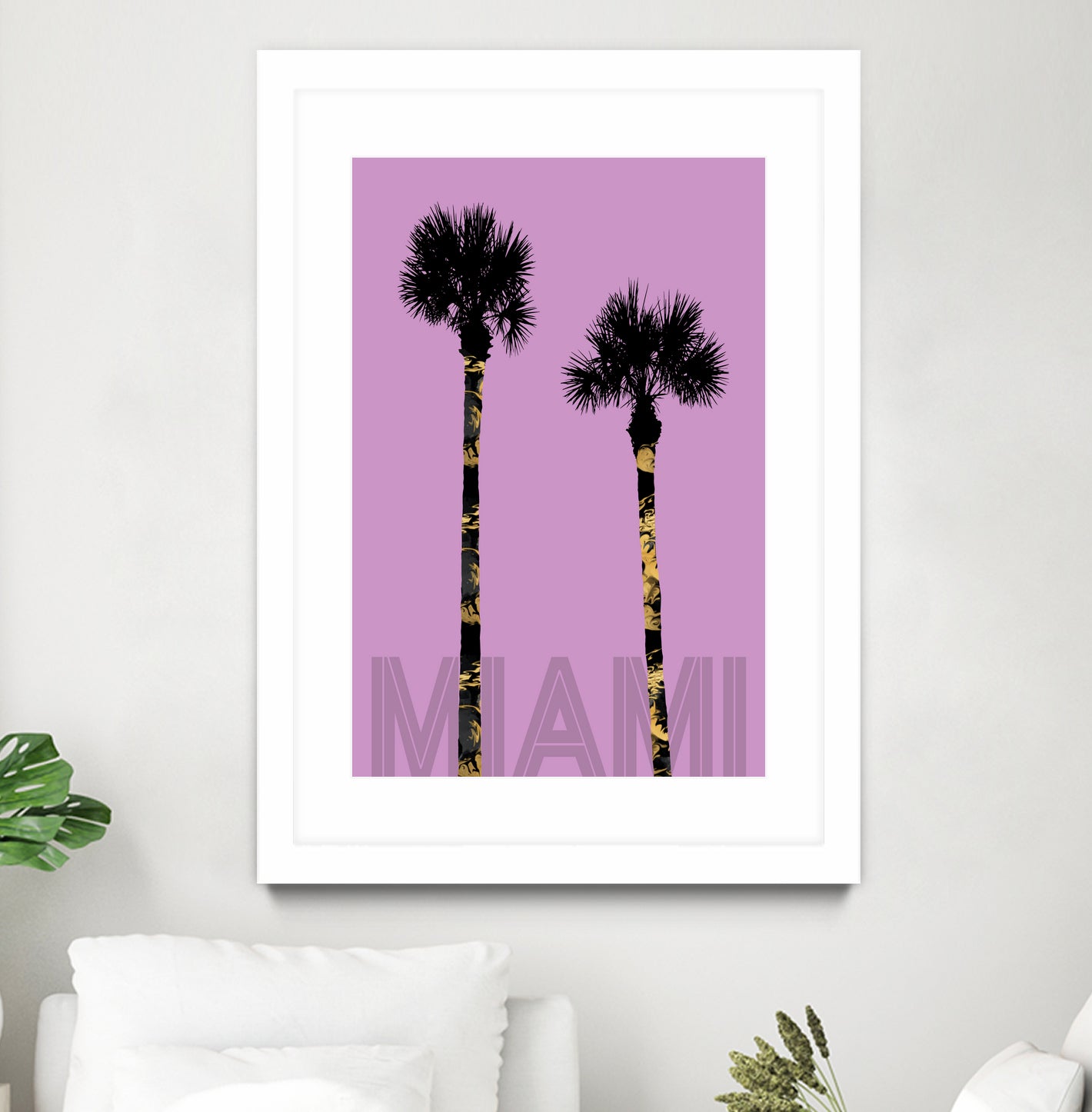 Graphic Art PALM TREES MIAMI | pink by Melanie Viola on GIANT ART - pink vector illustration