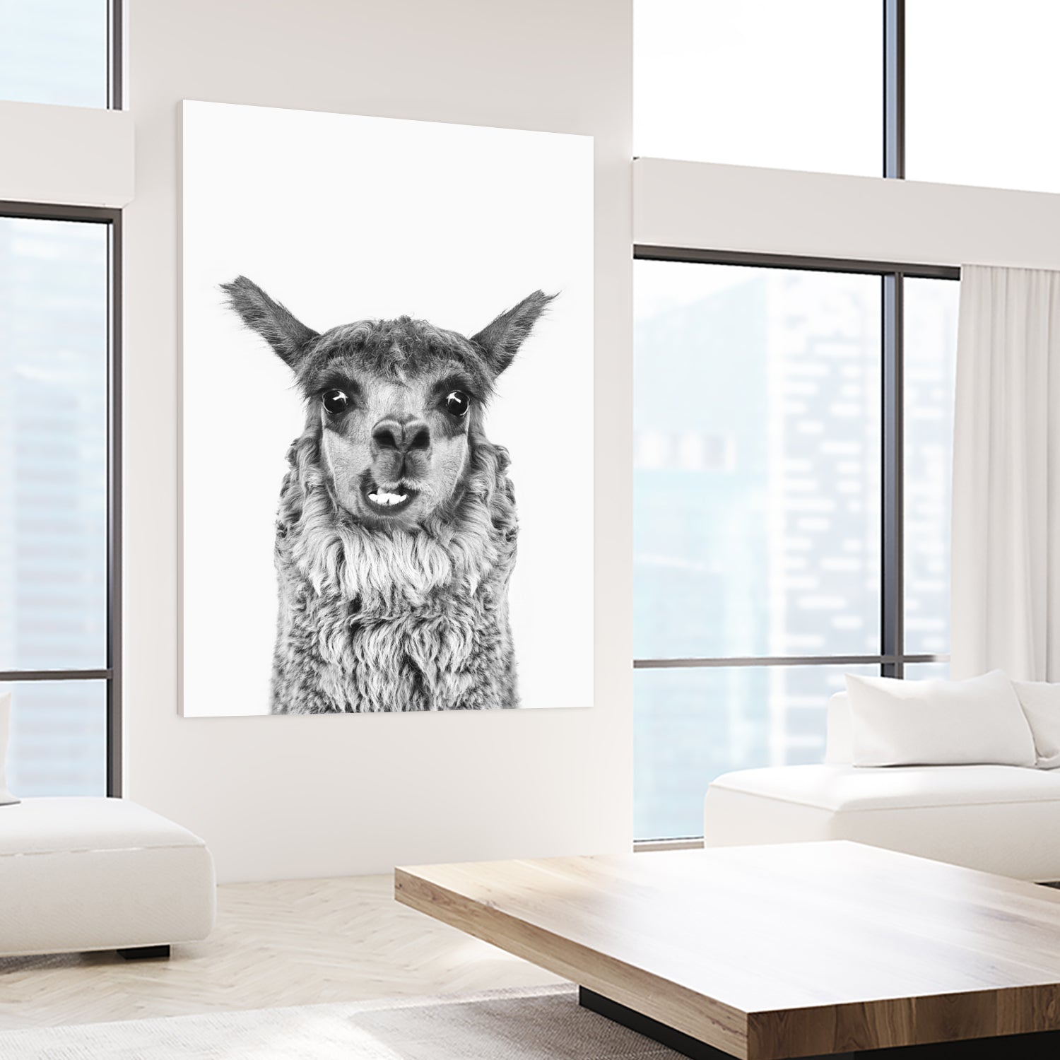 Happy Llama by Kathrin Pienaar on GIANT ART - gray photo manipulation